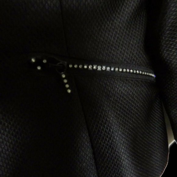 Vintage Laura Madrigano Tuxedo Style Black Suit Rhinestone Zipper Size 10 - Picture 6 of 8